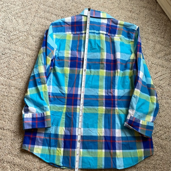 CHAPS pastel button down with paisley trim, size L - Picture 4 of 5